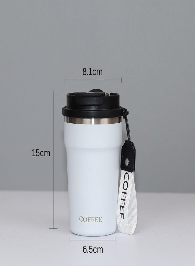 KitchEase Reusable Stainless Steel Tumbler 400ml | Portable Coffee Mug with Strap | Double Wall Leakproof Travel Cup for Office, Gym, and Outdoor Use (Peach) - Image 3